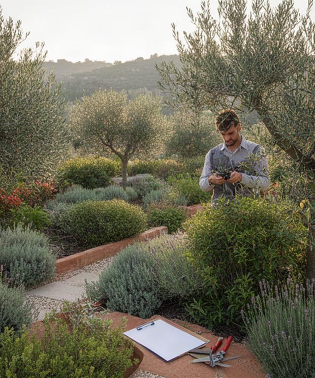 Giardino mediterraneo della Campania osservato durante una consulenza per manutenzione e potatura